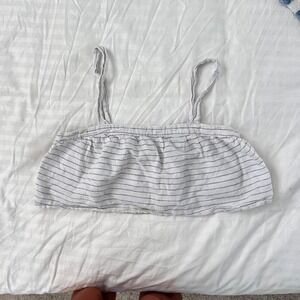 Ruby Moon White Stripe Cropped Smocked Tank Top M